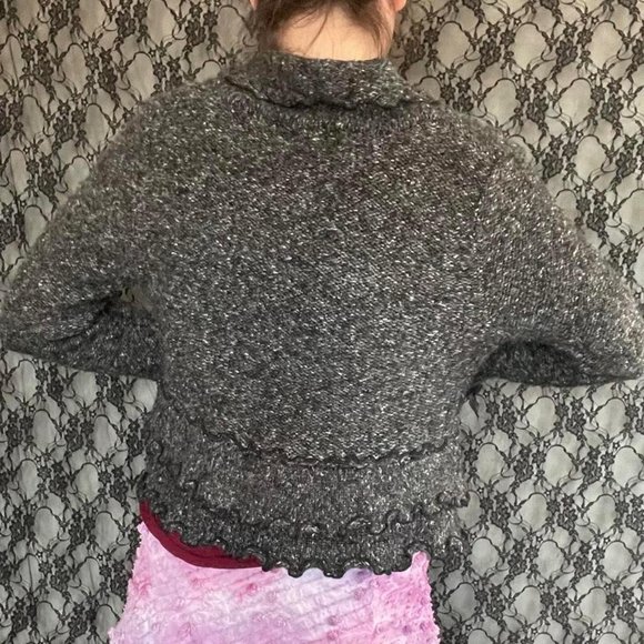 parisian chic style ruffles n bows cardigan sweater wool blend miss kelly 1969 - Picture 2 of 4